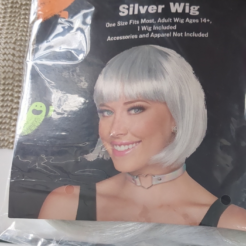 Silver Wig Short Hair Halloween New